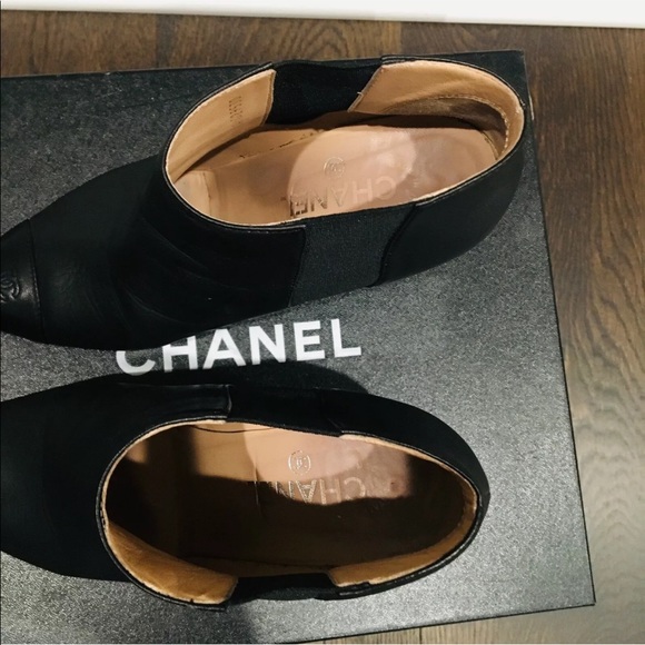 Chanel booties wedges 39.5 black/silver - Picture 6 of 8